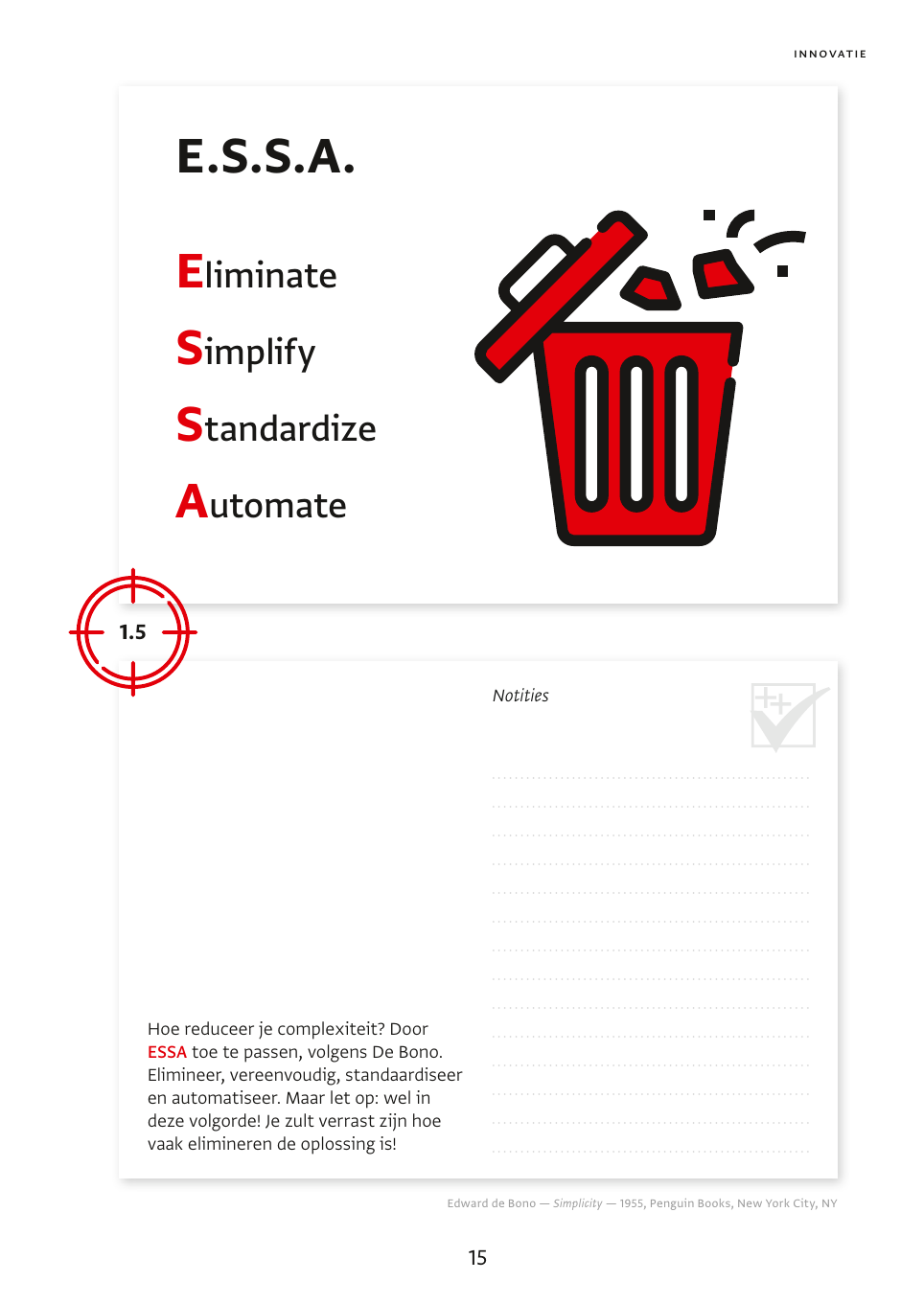 Complete voorbeeldpagina ESSA uit 180 Business Hacks