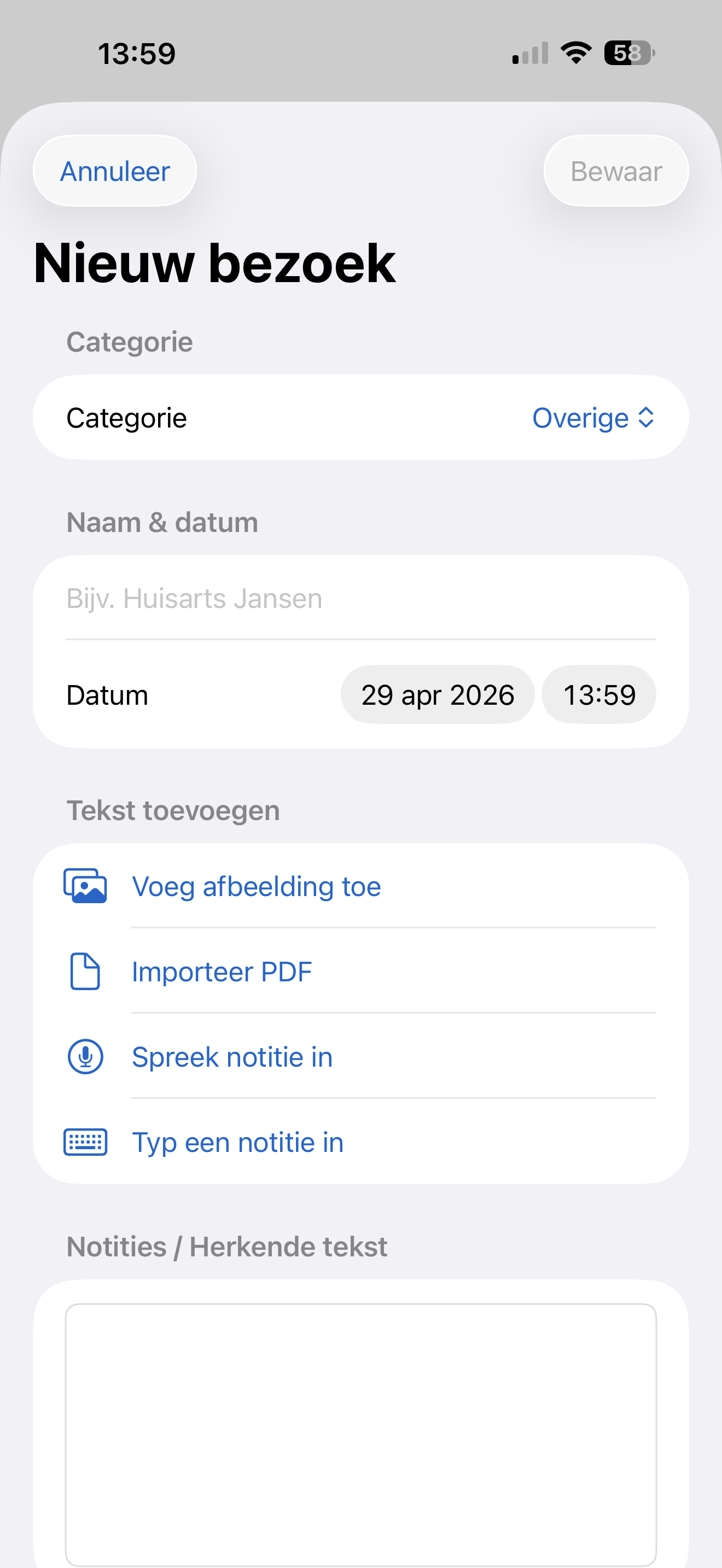 Nieuw zorgbezoek toevoegen